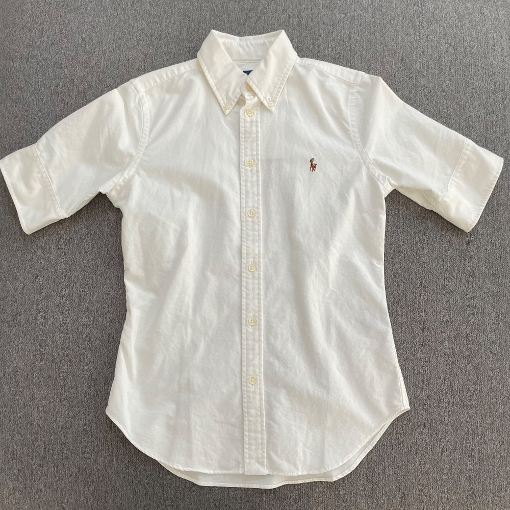 Ralph Lauren White Button Down Short Sleeve Shirt